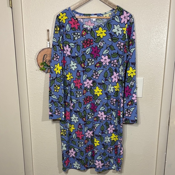 LuLaRoe Dresses & Skirts - Lularoe Floral Print Long Sleeve Debbie Dress Size XL